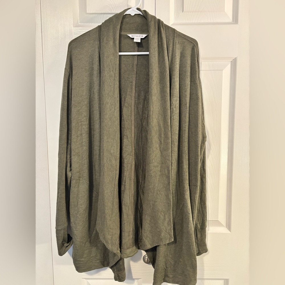 Athleta cardigan size large tencel blend athleisure green